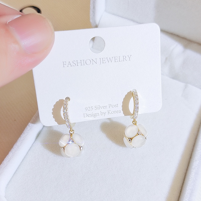 [Jiudolan] Khuyên Tai Đính Đá Opal Nhân Tạo Phong Cách Hàn Quốc Cao Cấp Tinh Tế Hợp Thời Trang Cho Nữ