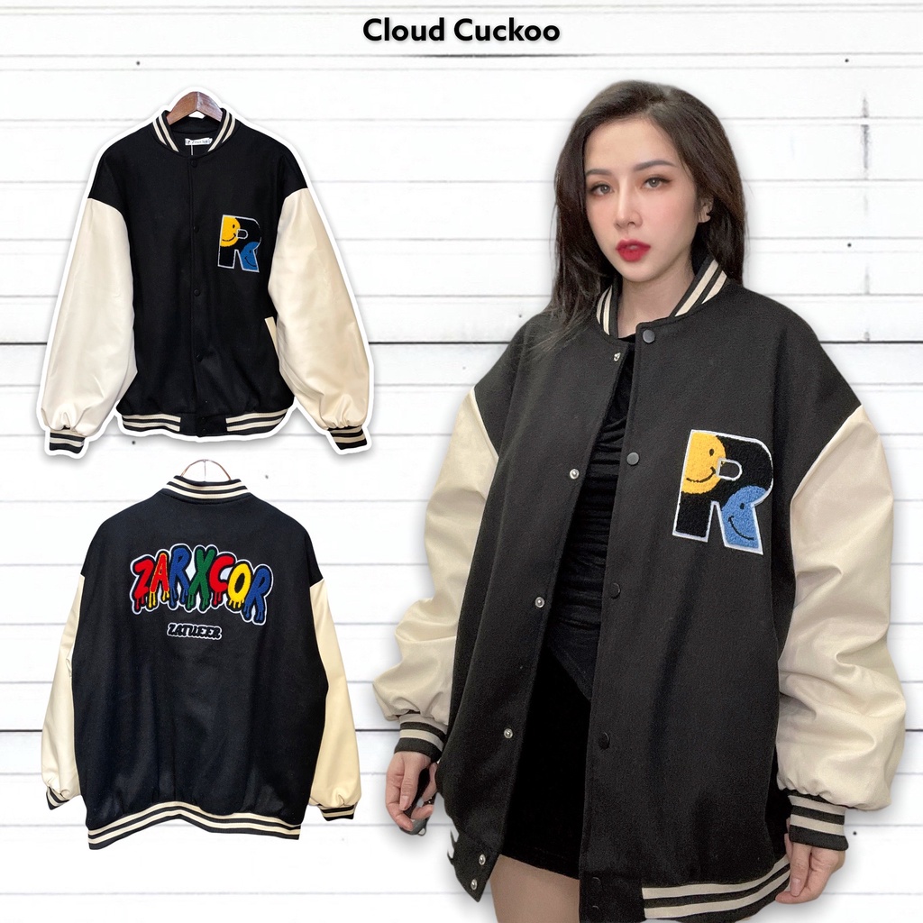 Áo Khoác Bomber Unisex Thêu Chữ Bông Nhiều Màu - Mã Số: W50