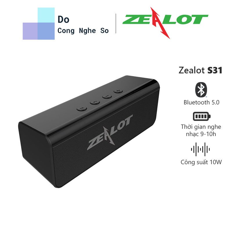 Loa Bluetooth 5.0 Zealot S31 10W nghe nhạc 10h hỗ trợ thẻ nhớ - Hàng chính hãng