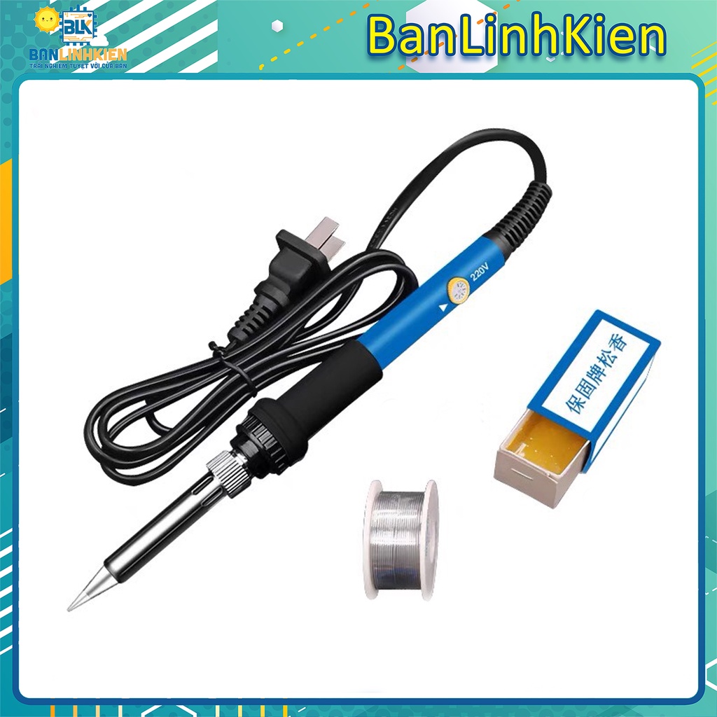 Bộ mỏ hàn nhiệt điều chỉnh nhiệt độ 60W TQ936/ 5 đầu mũi hàn/ thiếc/ bọt biển/ kệ hàn/ nhựa thông