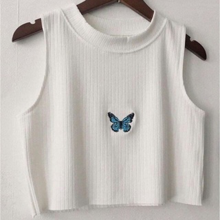 Áo croptop thêu bướm