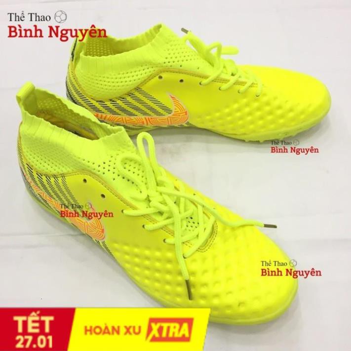 Giày đá bóng Cổ thun Khâu đế Đinh thấp size 38-43 Vàng chanh (2029)