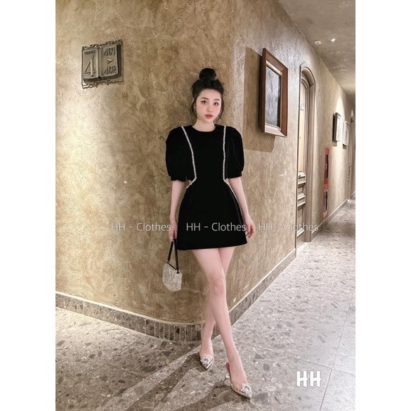 Váy nhung cao cấp hai lớp đính cườm
