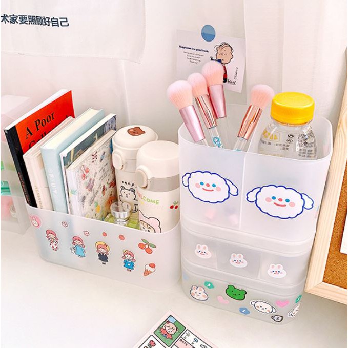 Hộp nhựa lưu trữ đựng bút, washi tape trong có nắp đậy tiện ích | BCH002