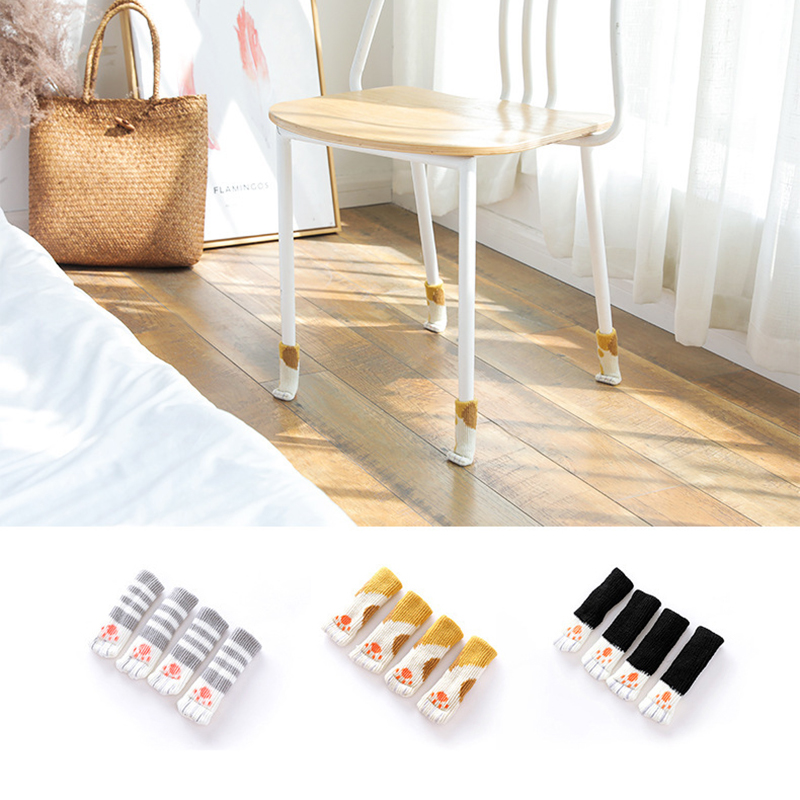 Set 4 Miếng Bọc Chân Ghế Chống Trượt Hình Chân Mèo Dễ Thương