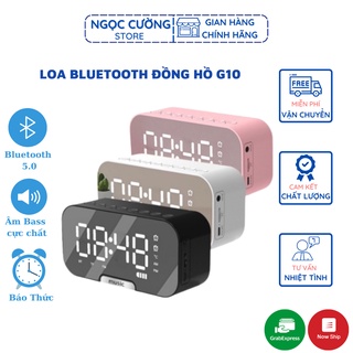 Loa bluetooth mini G10 cao cấp, kiêm đồng hồ báo thức ,nghe đài FM, màn hình tráng gương hiển thị đèn led - BH 1 đổi 1