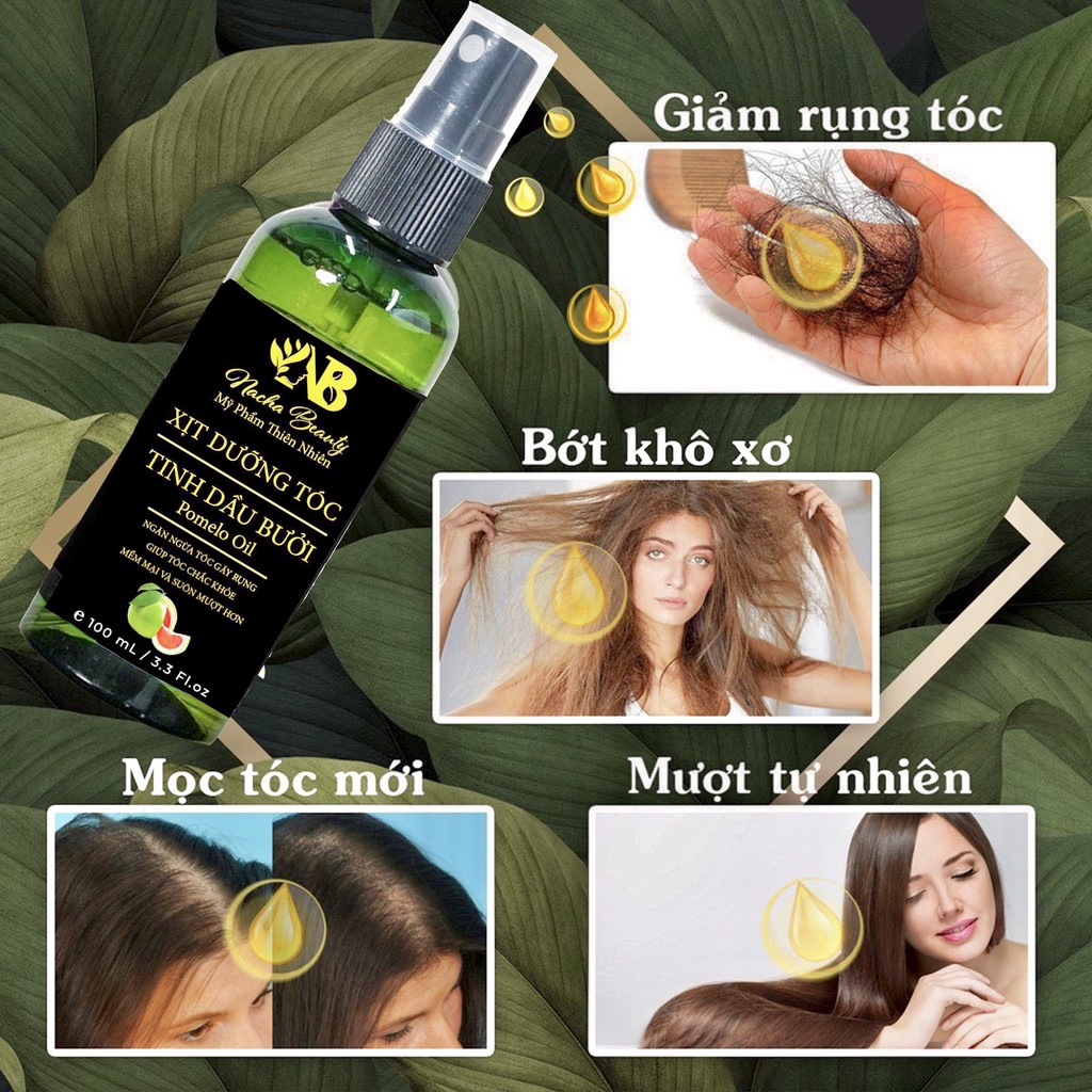 Nước xịt dưỡng tóc tinh dầu vỏ bưởi Pomelo Nachabeauty 100 ml Tặng Dây Cột tóc hoa cúc