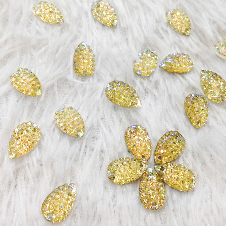 Hạt cườm 3d kết áo đính dài váy đầm hình giọt nước vàng