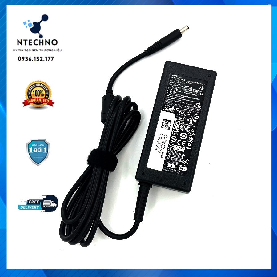 Sạc Zin Laptop Dell 19.5V 3.34A 65W chân kim nhỏ 4.5*3.0mm dùng cho inspiron 13 14 15 3000 5000 7000 3451 3458 5558 5559