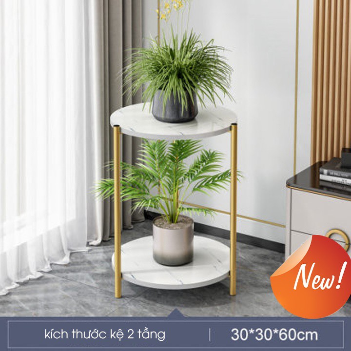 Kệ để chậu hoa, cây cảnh ⚡️ 𝐅𝐑𝐄𝐄 𝐒𝐇𝐈𝐏⚡️ Bàn để đồ đa năng 2 tầng khung hợp kim mạ vàng sang trọng
