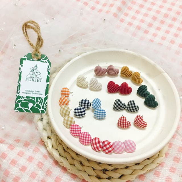 BÔNG TAI CÚC BỌC VẢI VINTAGE ẢNH THẬT