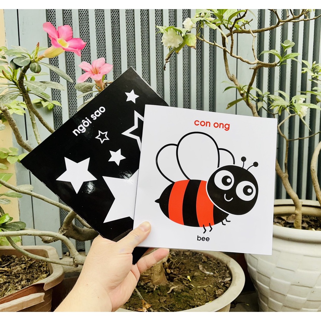 Flashcard - Bộ thẻ kích thích thị giác đen trắng dạng đứng ZIG ZAC phát triển thị giác cho bé 0-6 tháng