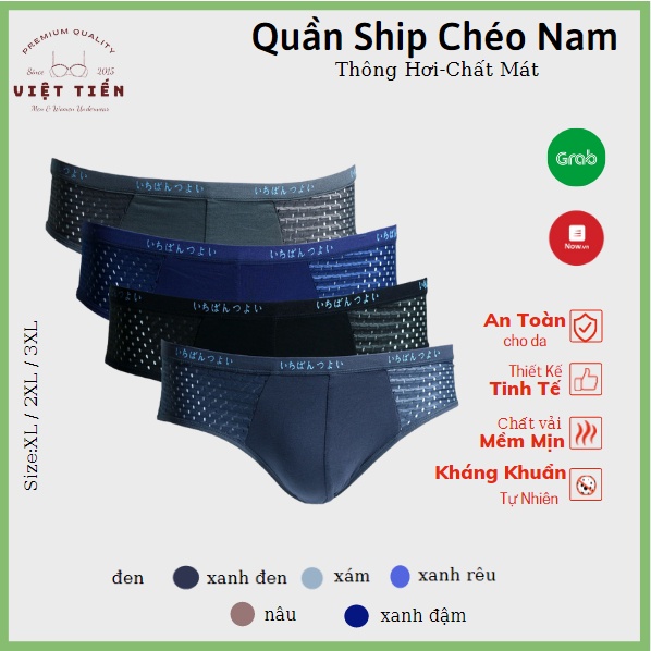 Set 05 quần ship chéo nam thông hơi xuất Nhật chất cotton co giãn 4 chiều mềm mại thoáng khí Việt Tiến ACC89