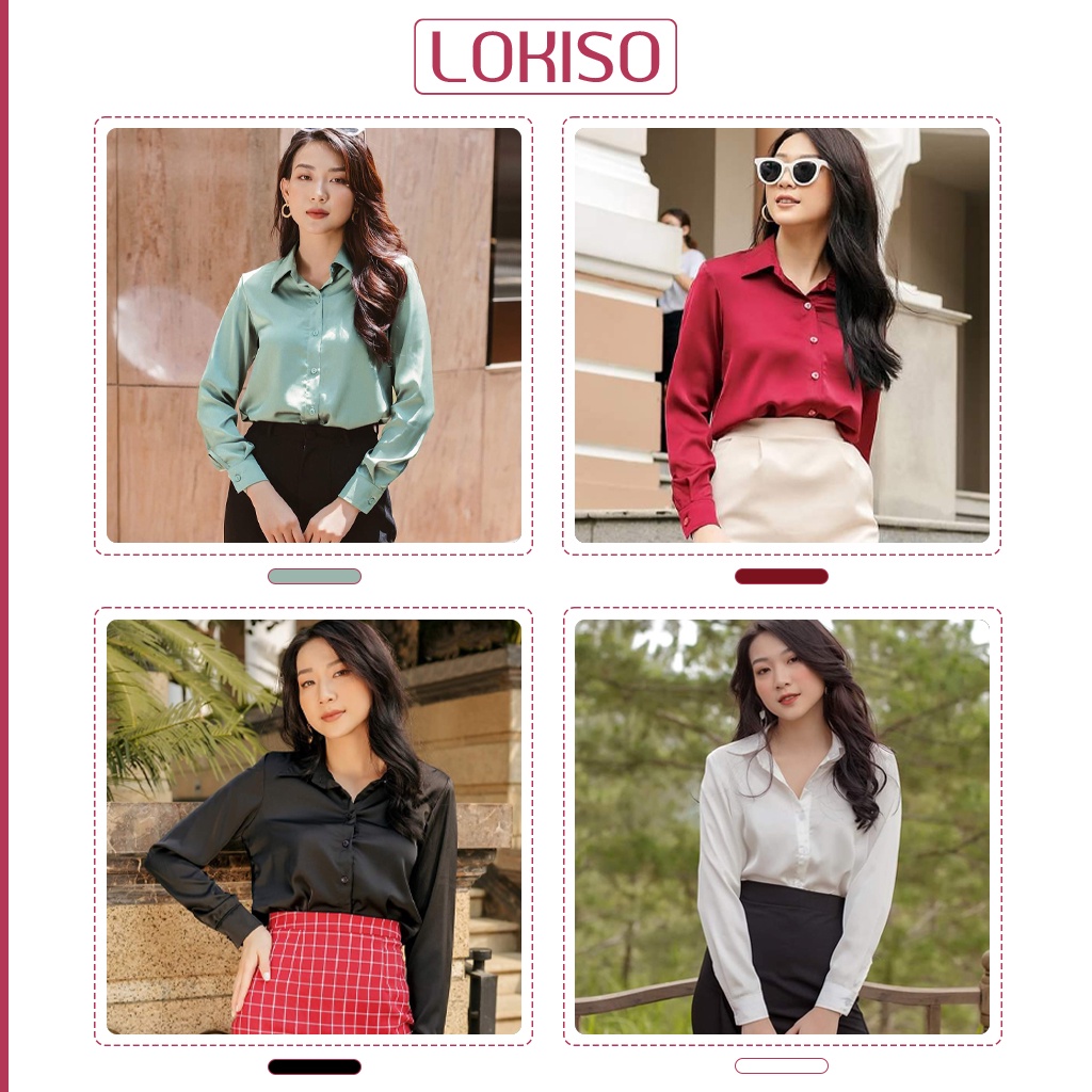 Áo sơ mi nữ công sở tay dài lụa form suông bigsize LOKISO SM02