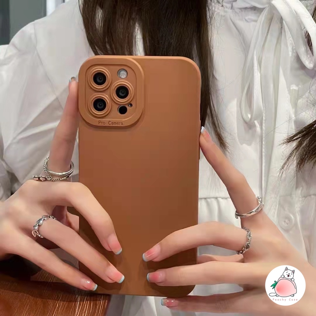 Ốp điện thoại TPU mềm màu hồng/ nâu thích hợp cho iPhone 13 13PRO 13promax 12 11 Pro Xs Max Xr 12pro 11pro 7 8 Plus