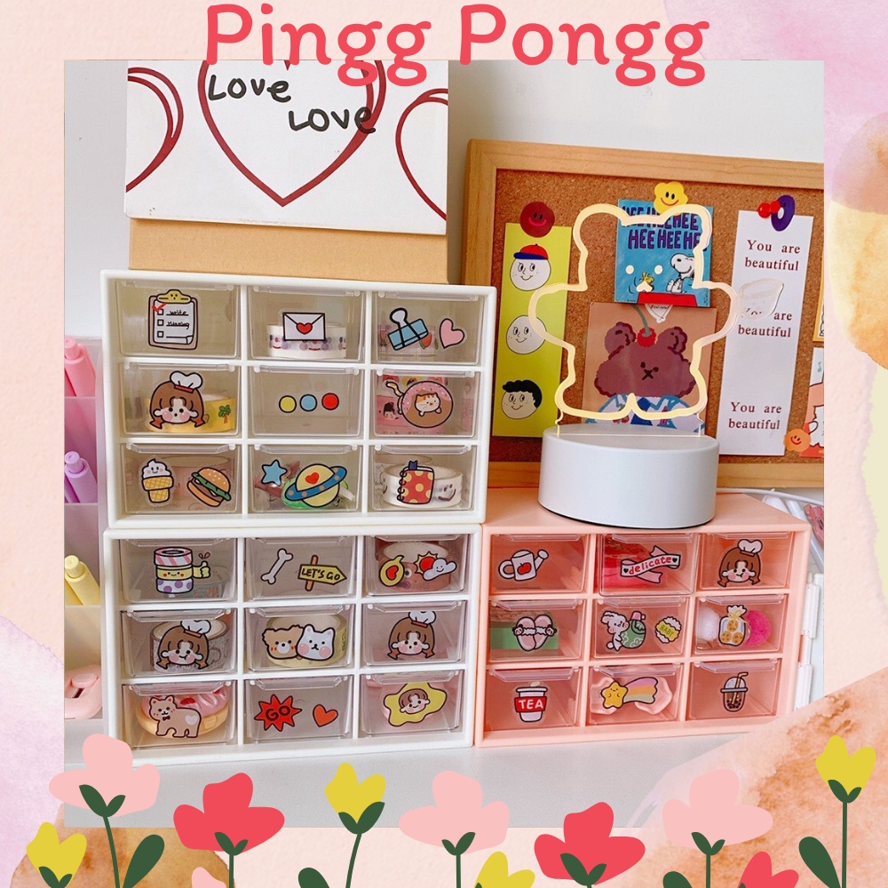 Hộp nhựa đa năng 9 ngăn đựng đồ siêu xinh , kệ 9 ngăn đựng đồ mini
