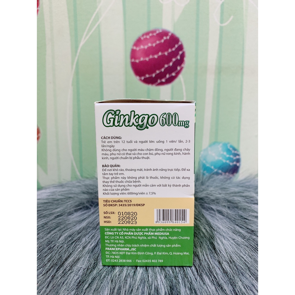 Viên uống GINKGO 600 giúp bổ não,tăng cường trí nhớ