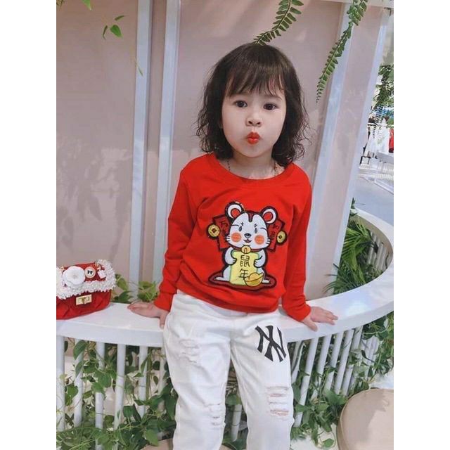 Áo Sweater Nỉ Bông Trẻ Em 2020 Tý Thần Tài Cho Bé Trai Và Bé Gái Đủ size Từ 8-28kg