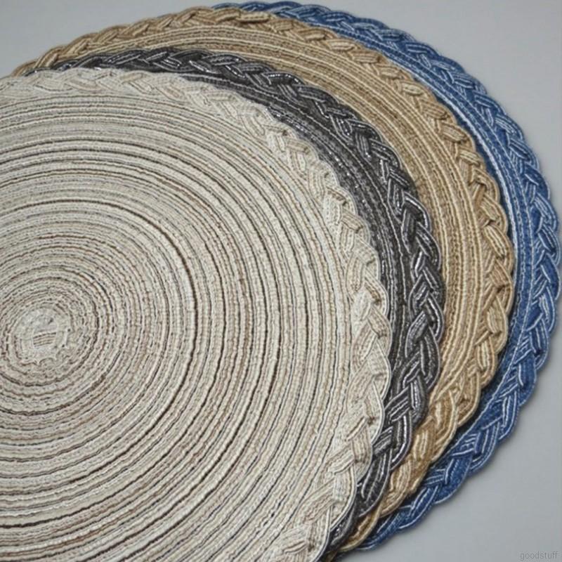 Tấm lót bàn ăn hình tròn bằng cotton pp bện chịu nhiệt kích thước 15cm