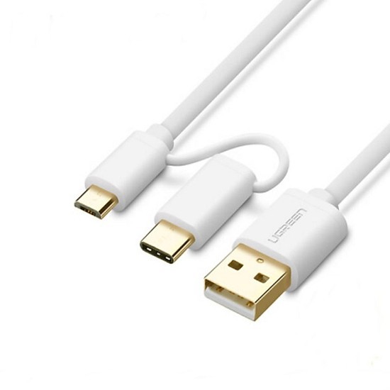 Cáp sạc và truyền dữ liệu Micro USB to USB + 1 cổng USB type C dài 1m Ugreen 30171