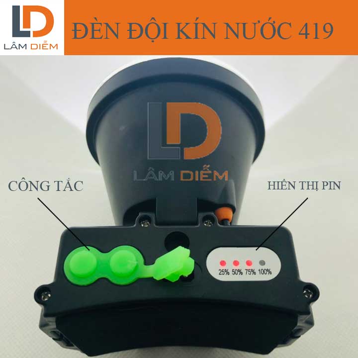 Đèn pin đeo đầu pin sạc hiển thị phần trăm pin siêu sáng kín nước 419-979