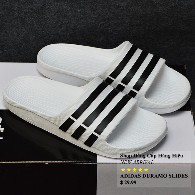 Dép Adidas Duramo chính hãng màu trắng sọc đen