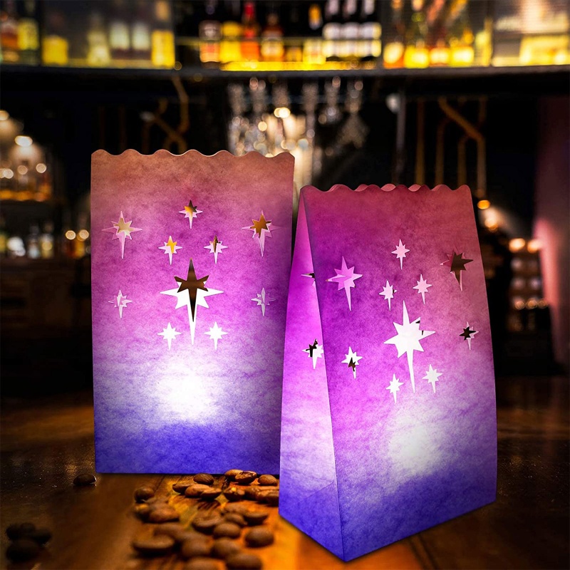 Bộ 10 Túi Đựng Nến Bằng Giấy Màu Trắng Siêu Nhẹ Trang Trí Nhà Cửa / Lễ Hội / Năm Mới