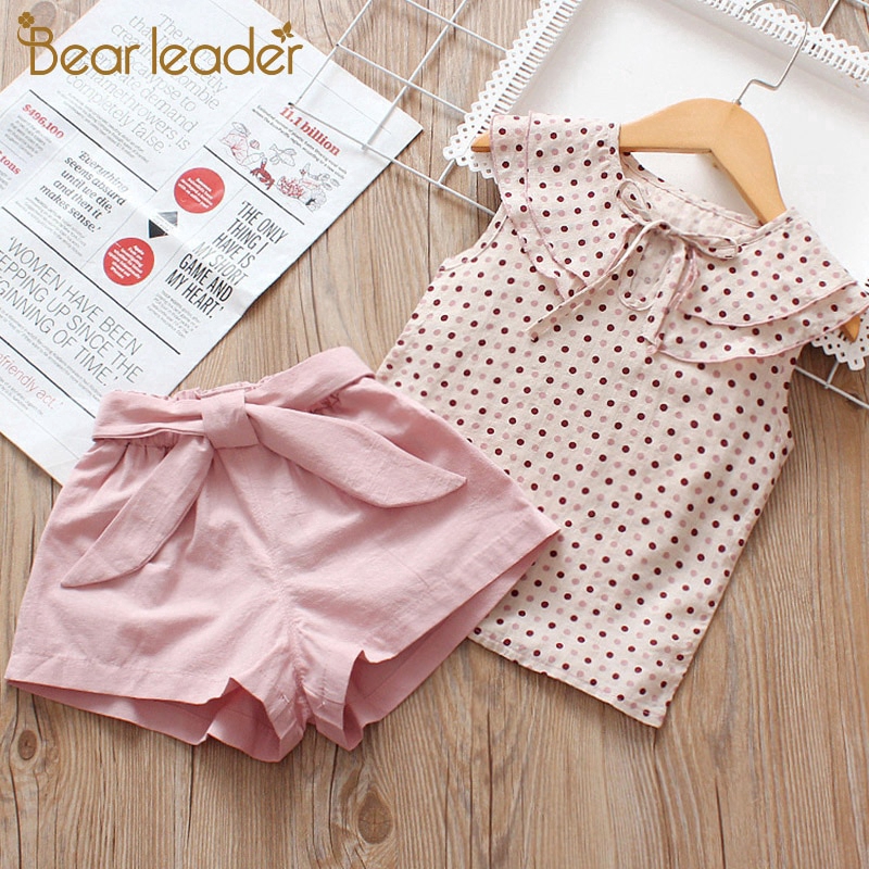 Girls Clothing Sets 2021 New Fashion Girls Summer Polka Dot Clothes Outfits T-Shirt and Pants Kid Casual Clothing