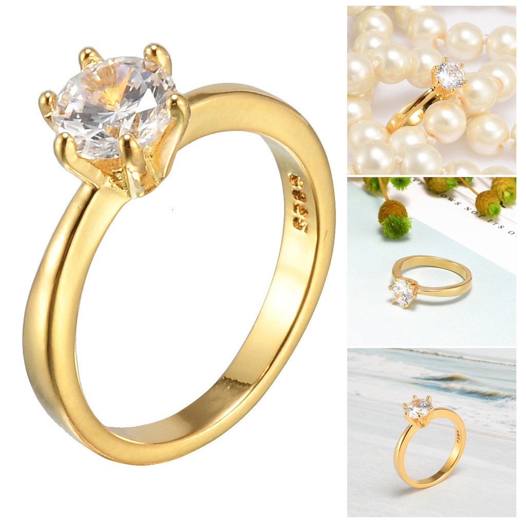 Nhẫn Đính Hôn Cô Dâu Đính Đá Zircon Trong Suốt