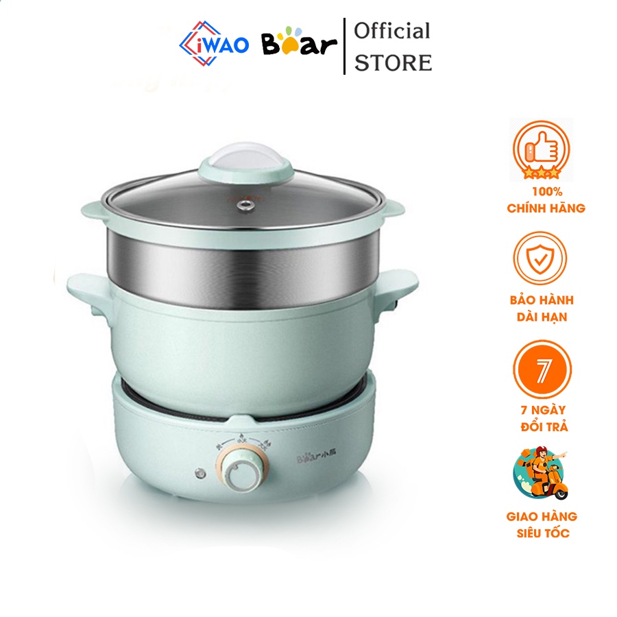 Nồi Điện Đa Năng Bear DHG-B25V1 2,5L Kèm Lồng Hấp - Bảo Hành 18 tháng