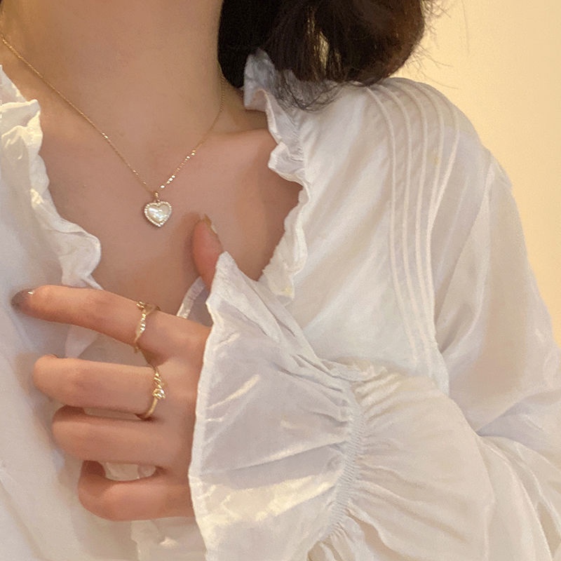 Dây chuyền thời trang mặt trái tim khảm đá opal sang trọng