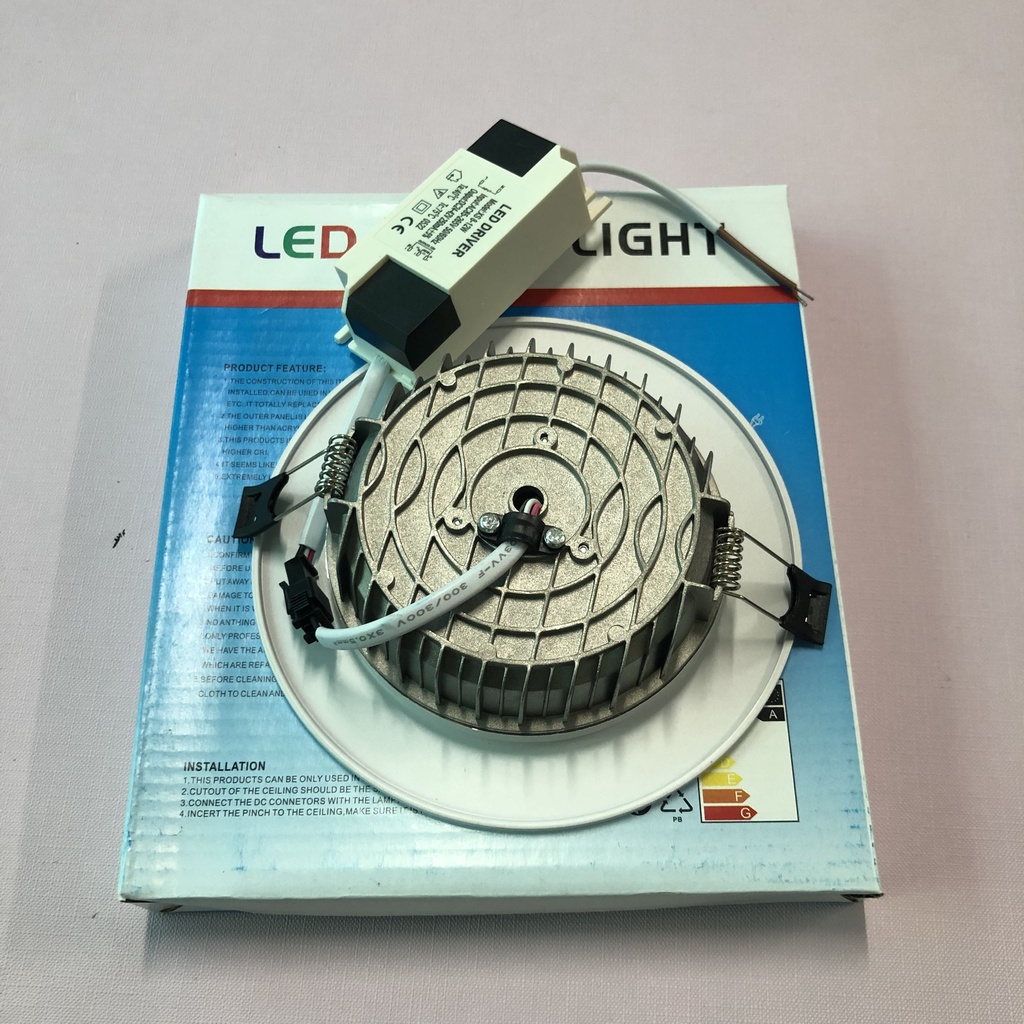 Đèn led âm trần 3 Chế độ màu 9w viền Bạc lỗ khoét 110 - Bảo Hành 12 tháng