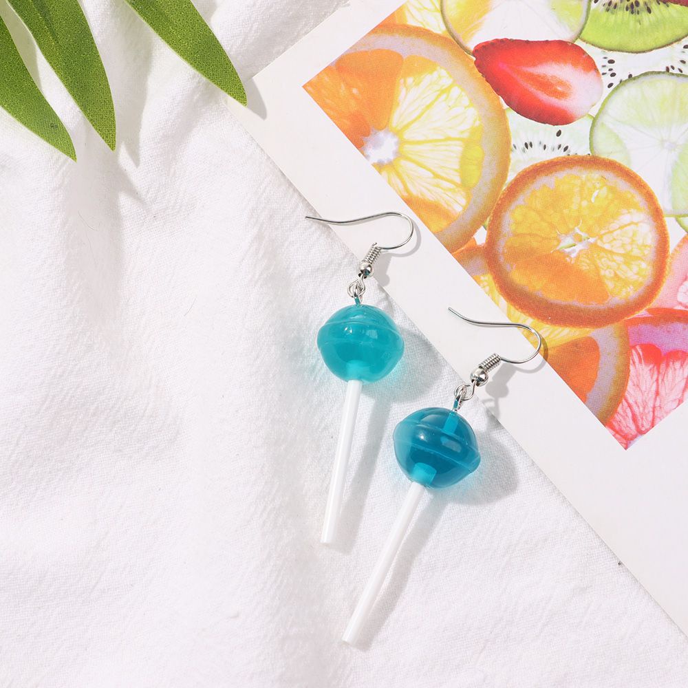 Bông tai hình kẹo mút bằng nhựa resin nhiều màu thời trang cho nữ