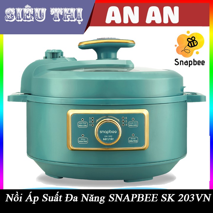 Nồi áp suất đa năng SnapBee SK 203VN hầm hấp chiên xào nấu cháo 3L màu xanh AN_ANMART