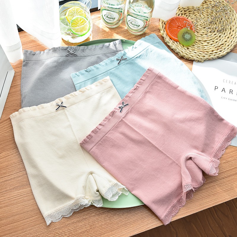 Quần Lót Boxer Phối Ren Đính Nơ Xinh Xắn Ngọt Ngào Cho Nữ