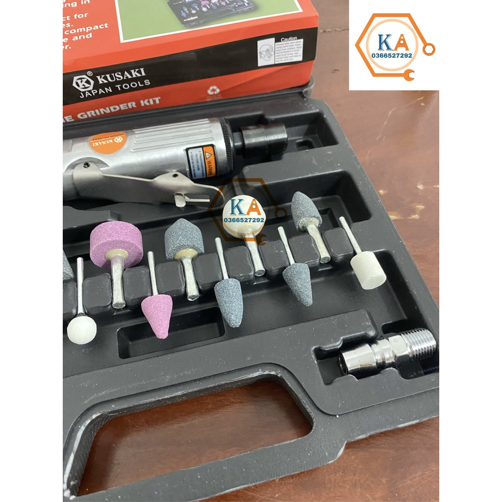 Bộ máy mài hơi chà lốp xăm xe và 10 đầu mài củ bé