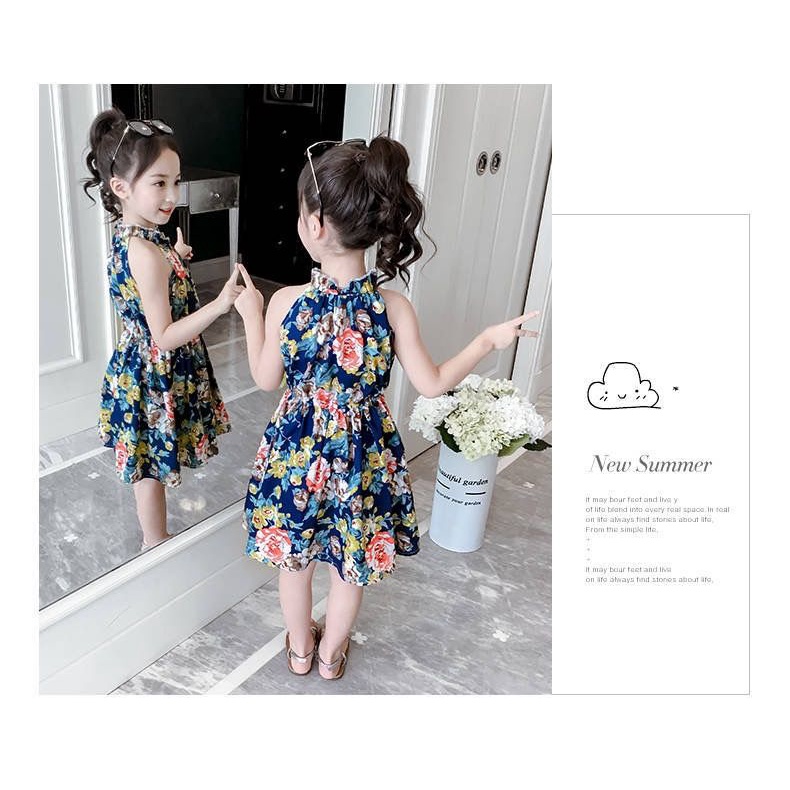Girls' dress children's floral suspender dress summer dress 2021 new skirt little girl's pure cotton Princess Dress