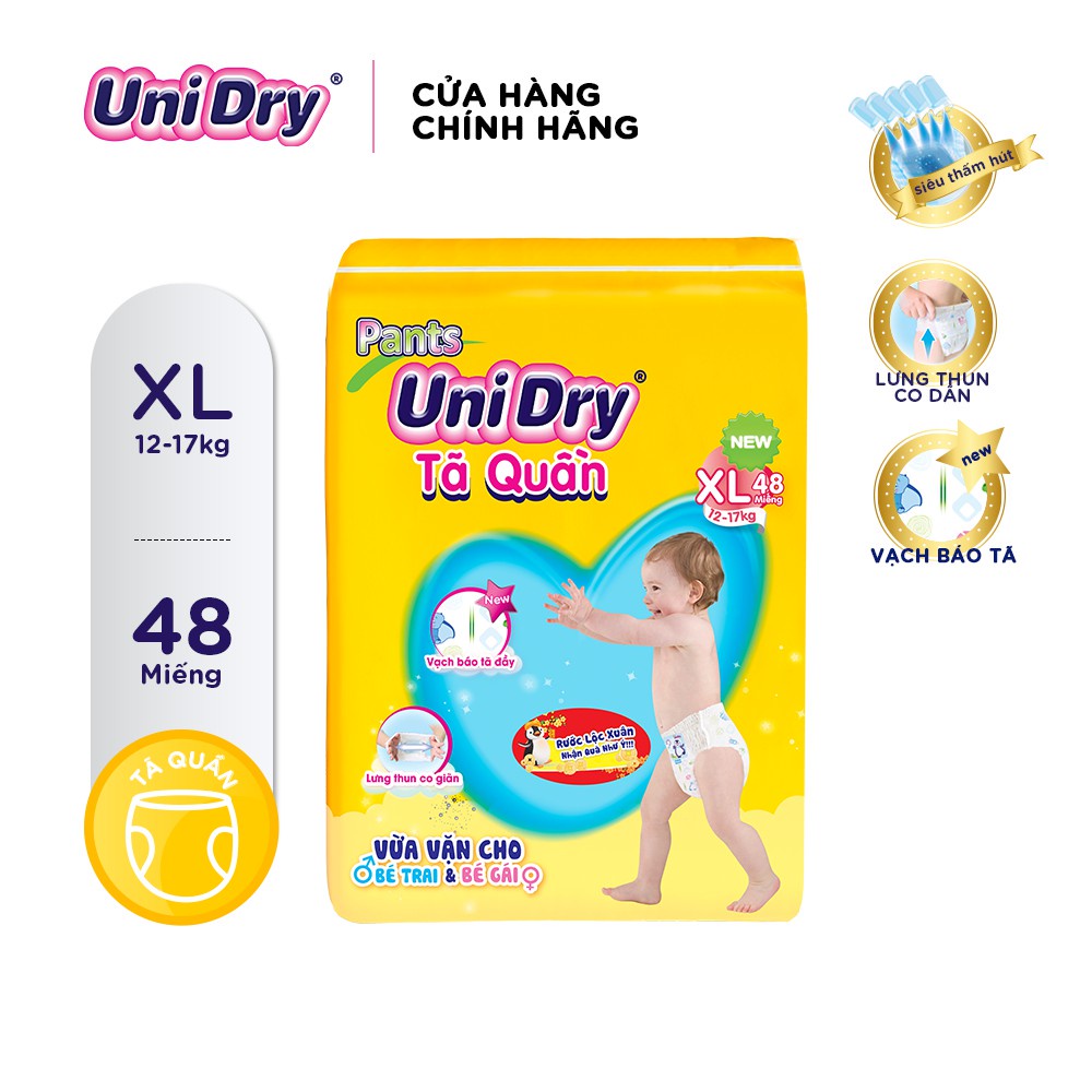 Tã quần Unidry M60/L54/XL48/XXL44 cực đại