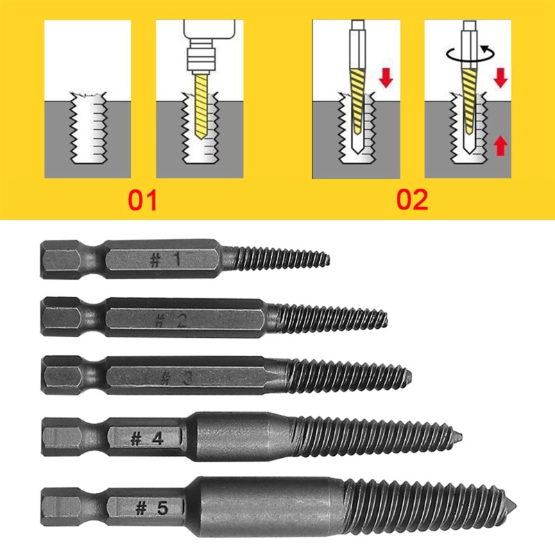 Bộ 5 Tua Vít Đầu Lục Giác Dùng Tháo Gỡ Ốc Vít Bị Hỏng