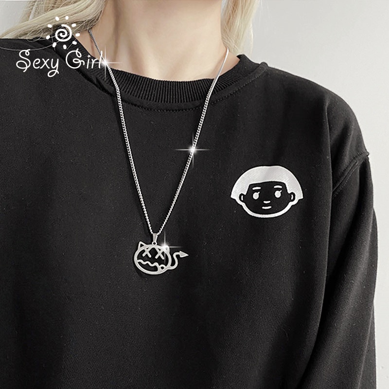 Vòng cổ Thép Titan Dáng Dài Phong Cách Hip Hop Hàn Quốc Quyến Rũ Cho Nam Và Nữ