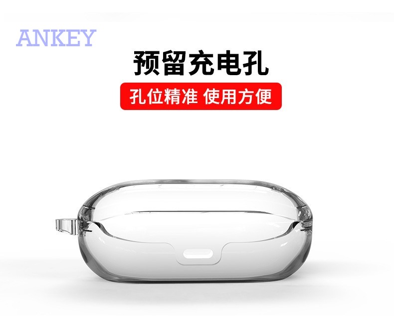 Samsung Galaxy Buds Live / Buds + Plus Vỏ hộp tai nghe không dây trong suốt từ silicon có móc treo dành cho 2020