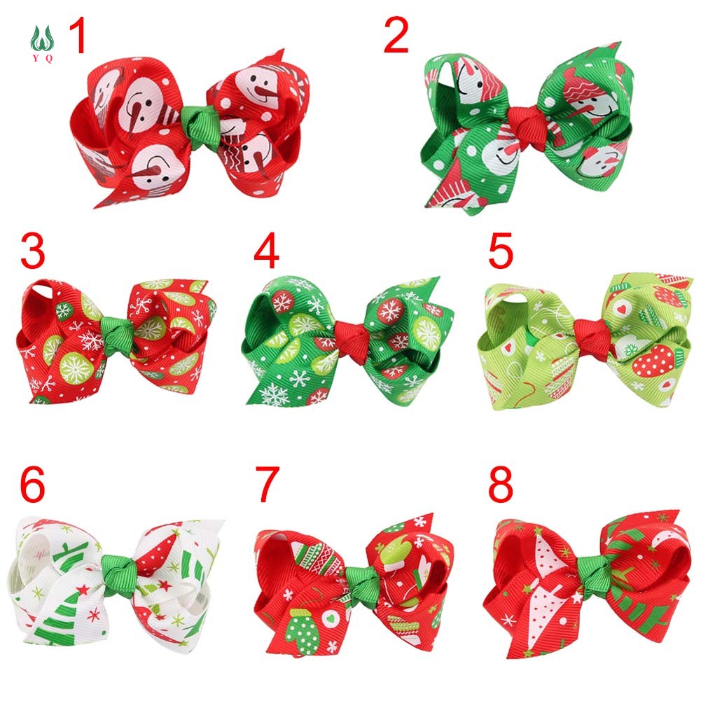 Kẹp Tóc Nơ Họa Tiết Giáng Sinh Thời Trang