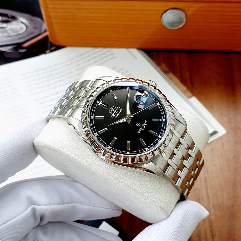 Đồng hồ Nam chính hãng Orient Automatic SER20002B0 Size 40,Mặt đen,Lịch ngày-Máy cơ tự động-Dây kim loại thép cao cấp