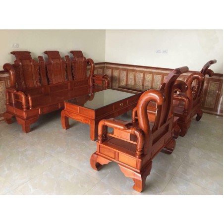 Bộ bàn ghế Tần Thủy Hoàng gỗ Hương Đá - Hàng 5 món - Tuyển vân, chọn gỗ loại 1 - Cực Vip và sang trọng