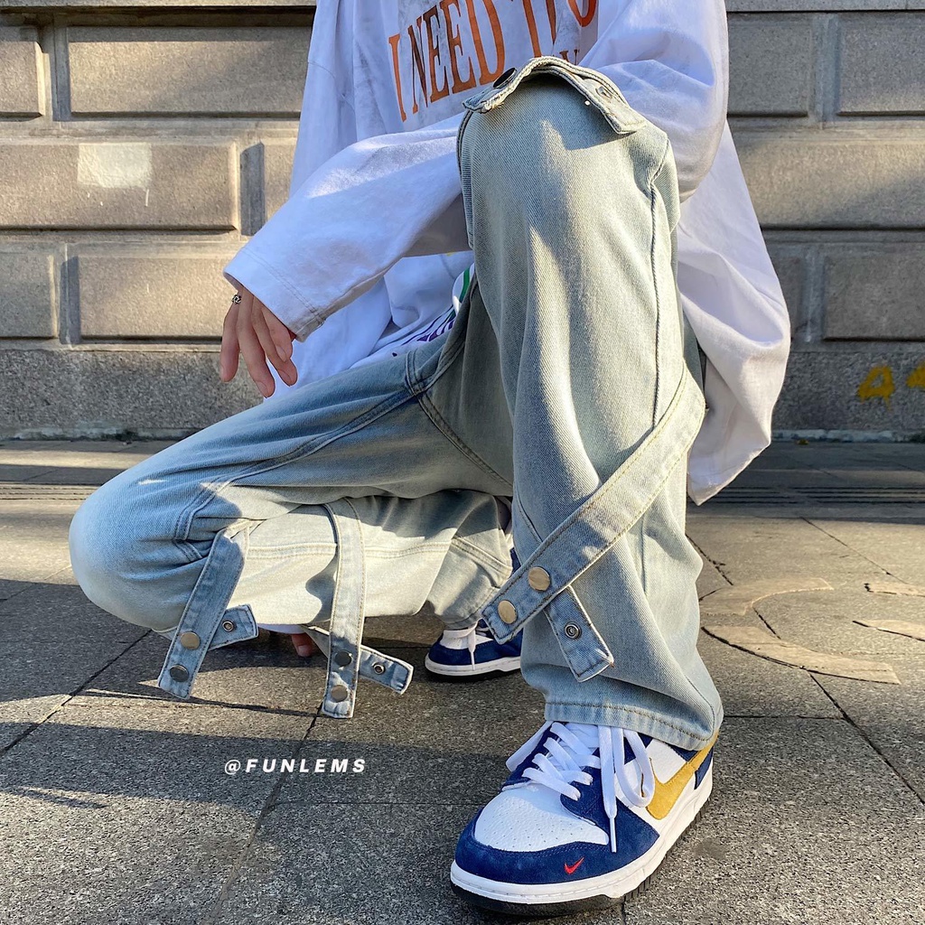 Quần Jeans Dài Ống Rộng Phong Cách Âu Mỹ Thời Trang Cho Nam