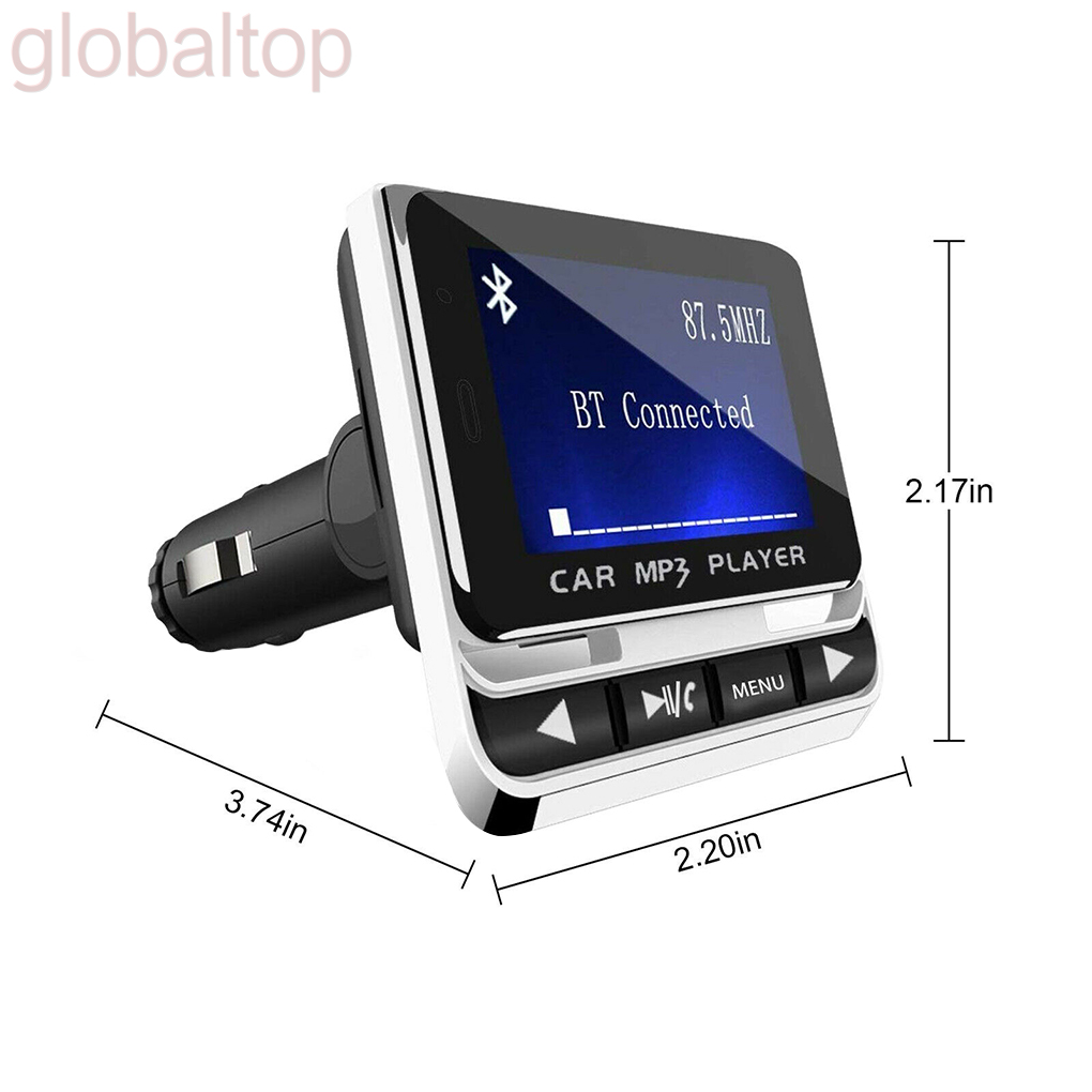 Bluetooth Audio Adapter Car Wireless MP3 Player Car Bluetooth Audio Transmitter with 1.4 Inches Screen