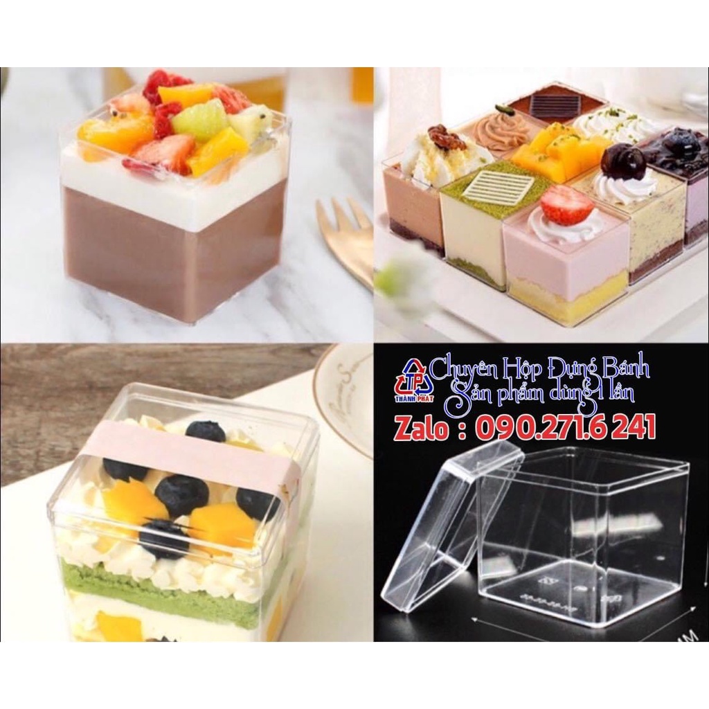 50 Ly mousse vuông LC-5550 đựng bánh mix nhiều vị- Ly đựng tiramisu - Panna cotta - yogurt trái cây -bánh lạnh