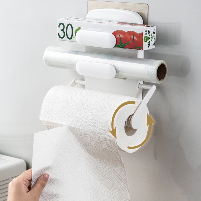 Giá Đỡ Cuộn Khăn Giấy Bằng Nhựa Không Cần Khoan Tiện Dụng Cho Gia Đình