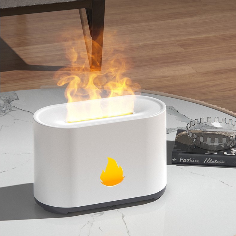 Máy khuếch tán tinh dầu Aroma hình ngọn lửa 3d trang trí decor phòng ngủ, bàn làm việc Xông tinh dầu tạo ẩm chống khô da