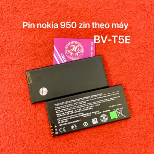 Pin nokia 950 kí hiệu trên pin BV-T5E zin theo máy-mới